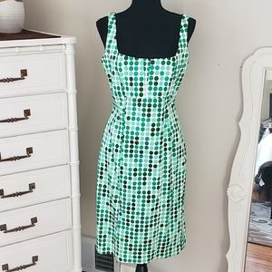 EUC Calvin Klein green polka dot dress